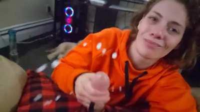 Girlfriend makes boyfriend spew hard