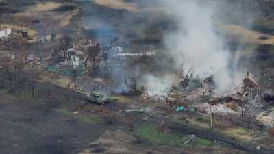 Ukrainian Bradley hit by a FPV drone after attacking Russian position in Stepove