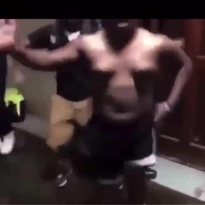 Big nigga in the locker room turnin up to DJ Condone 😐
