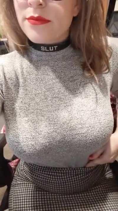 Showing off at work like a good little slut