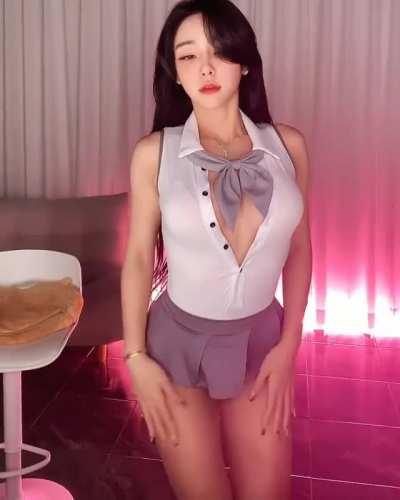 Dancing asian in a micro skirt