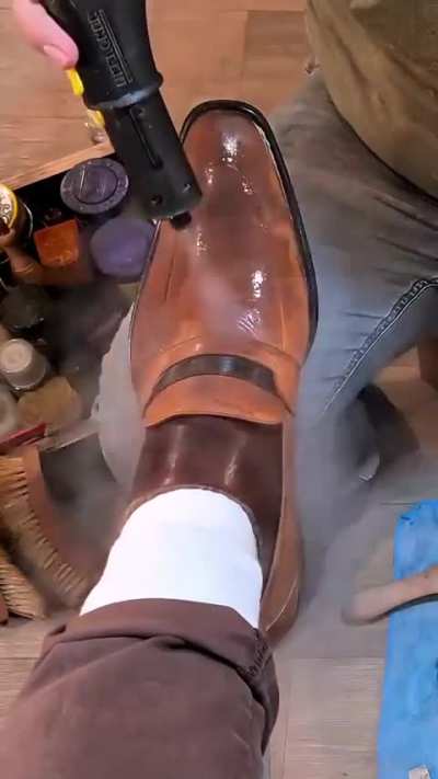 Leather Shoe Shine Experience 😌