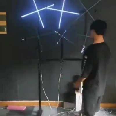 A series of LED light bars creating a composite image