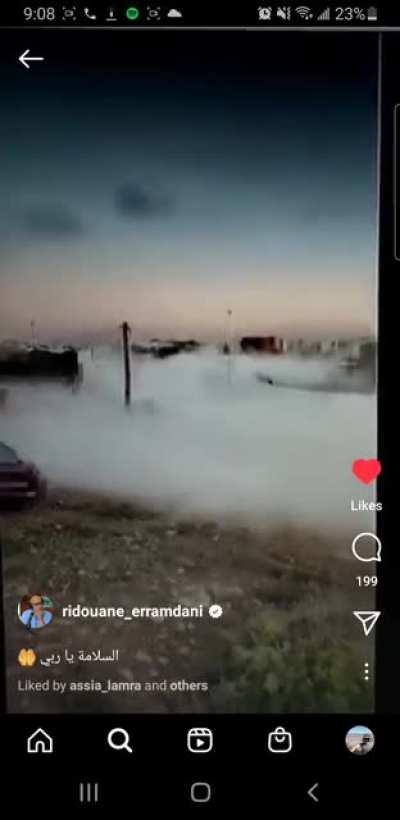 A cloud of gas catches fire, no victims luckily