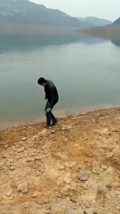 Rock skipping with Dad