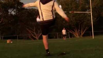 WCGW Kicking a football that’s on fire