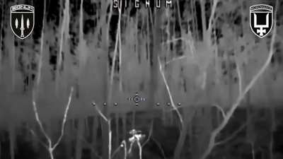 Using a fpv at night in the dense Kreminna forest, a russian dugout with drone pilots was destroyed. Operators of the Signum Battalion of the 53rd Separate Mechanized Brigade.