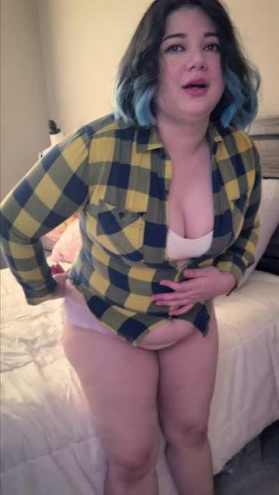 Trying on my feeder's clothing