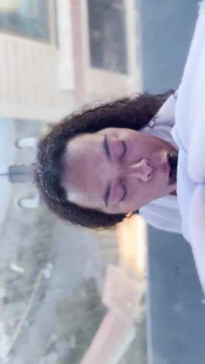 Fucking her throat with a view