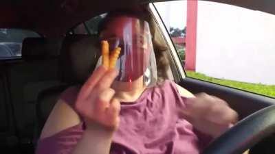 Live streamer gets pissed at a drive thru worker for giving her bad french fries and makes them give her a refund