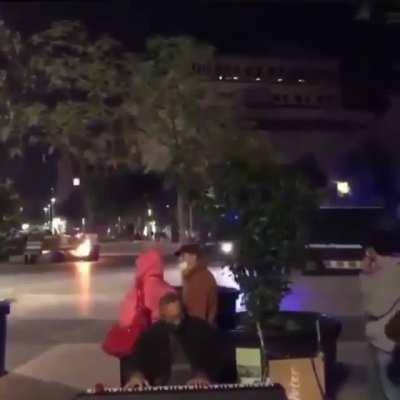 Piano player acting cool and zen and keeps playing despite chaos is happening