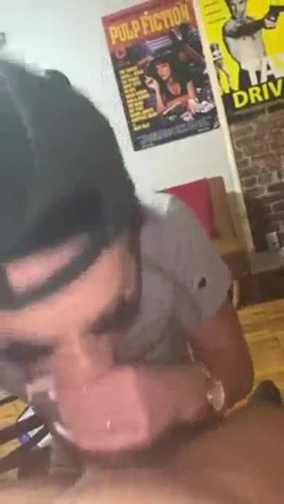 Sexy ass fem gobbling the duck