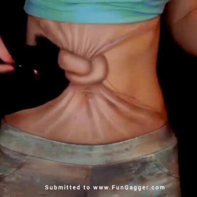 A realistic painting of a belly knot