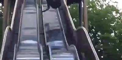 going down a slide meant for children