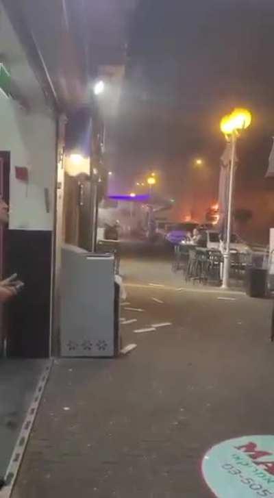 Gaza is shooting missiles at Israel now, just spent an hour in a bomb shelter with explosions overhead. This missile hit a bus.