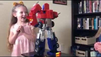 This kid is really pumped about her new friend