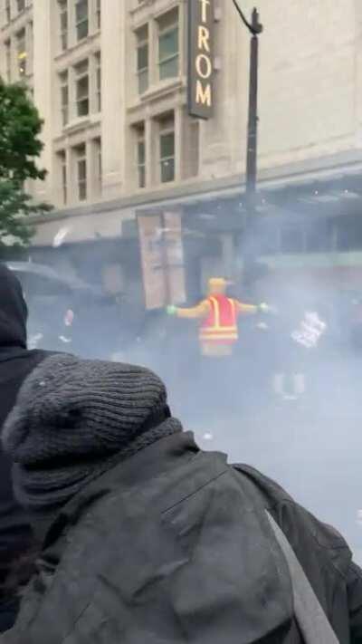 Peaceful protesters getting tear gassed