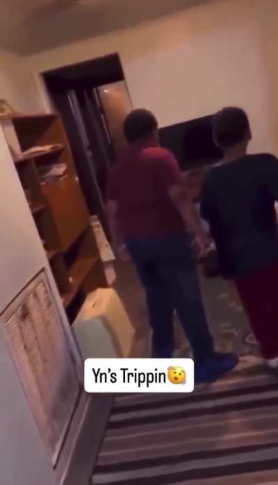 Kid fighting his grandma