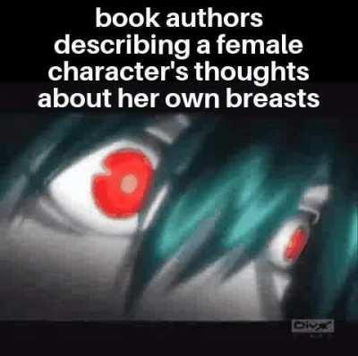 She looked at her breasts in the mirror. 