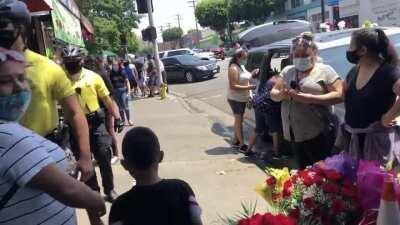 Crowds at the Flower District this morning...
