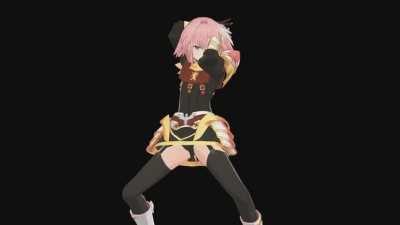 GIF of Astolfo doing the hustle from Yakuza 0