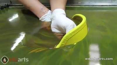 Hydrographic flames applied to a helmet