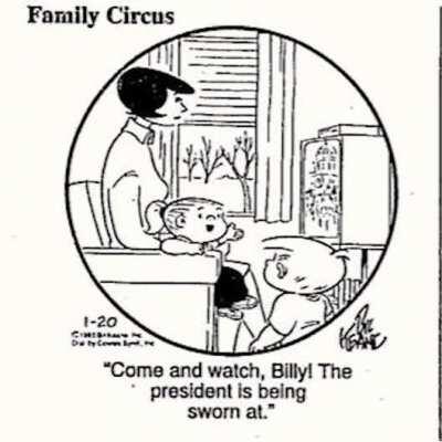 Today's Family Circus is exactly the same as the one that ran 28 years ago except for the TV and the mom's hairstyle