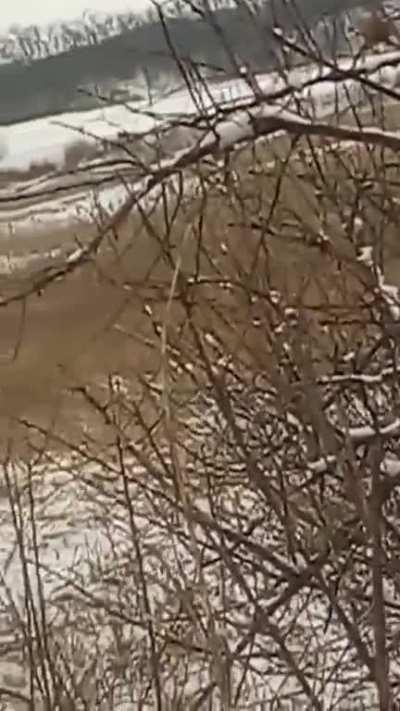 The poor fighters of the Russian army run through the fields while the Ukrainian scout counts how many black bags need to be prepared for them. Unknown location.