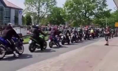 In Germany, a boy who loved motorcycles was diagnosed with a terminal illness. His family posted online asking if riders could come to cheer him up: 15,000 bikers showed up