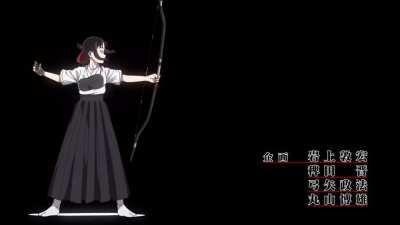 Kaguya Shinomiya shooting a bow and arrow