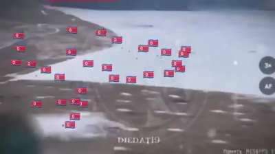 Drone footage of a North Korean infantry assault in the Kursk Oblast.