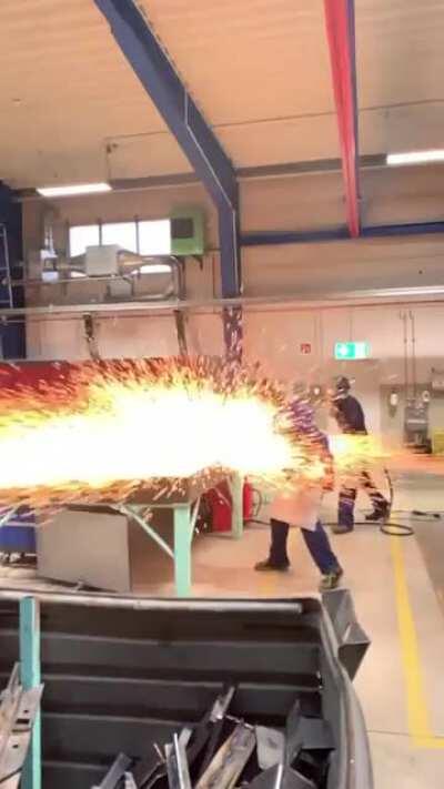 Hammering a hot piece of metal