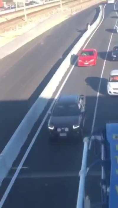 Kids crossing a Freeway