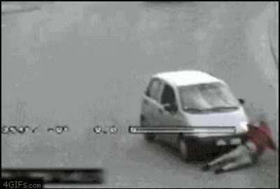 What could go wrong standing on a car?