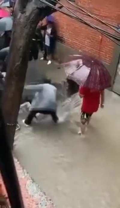 Sitting beside a hole in the flood