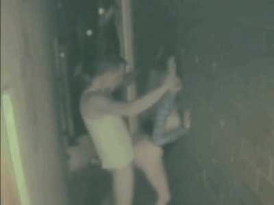 Party babe bends over for hardcore fuck at night in the alley