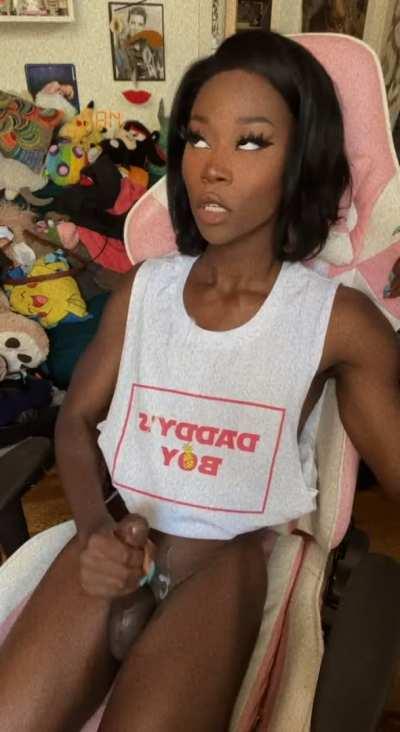 Vanniall from Chaturbate strokes her cock and cums