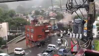 In Atami City, Shizuoka Prefecture, Japan, the soil illegally dumped in the mountains collapsed.