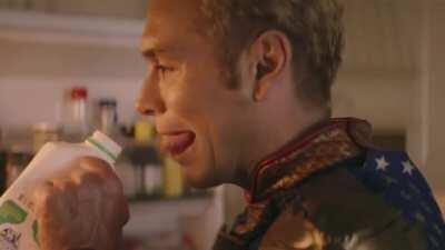 Antony Starr breaking character when drinking milk is hilarious