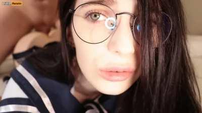 Schoolgirl cosplayer with glasses getting rough fuck