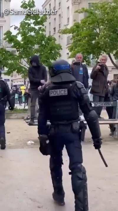 A french riot police being a bit too confident