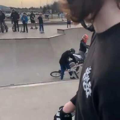 Kid’s helmet has seen better days..