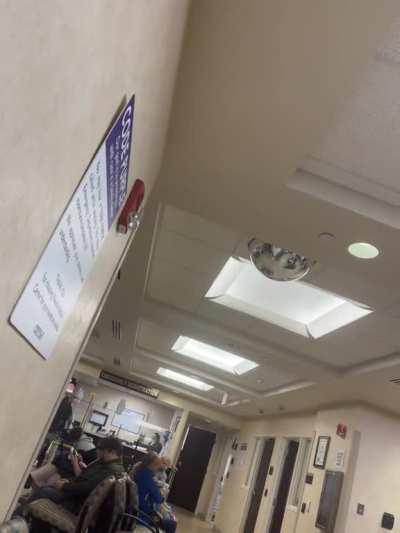 At ER bc my som broke his wrist, apparently there is a fire in the building