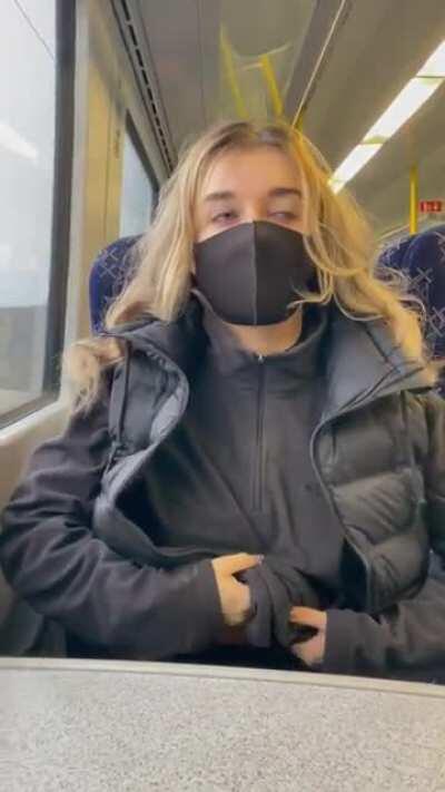 I was feeling brave so I flashed my titties for you all on the train😇 [GIF]