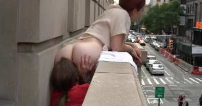 Lesbian Couple Eating Pussy in Public