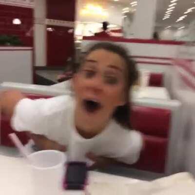 Cute girl gets embarrassed by forced flash