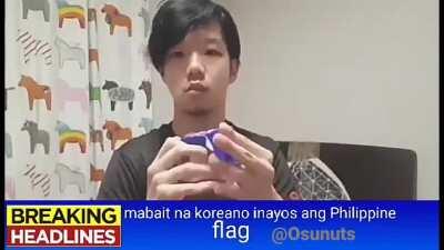 Mabait na Koreano inayos ang Philippine flag