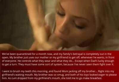 Quarantining with your GF was a mistake, Chapter 5 [cuckold][incest]