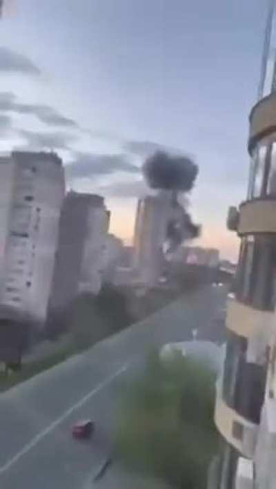 The moment when Russian missiles hit the residential sector in Kyiv.