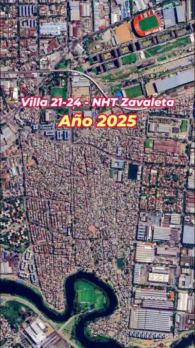 Barrio (ex Villa) 21-24 Zavaleta, comparación año 2001 / 2025. Base de operaciones de Pequeño J y bandas narcos provenientes del Perú.